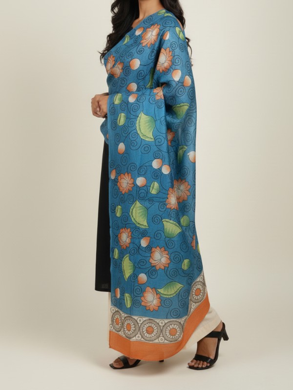 Kalamkari Hand Painted Tussar dupatta