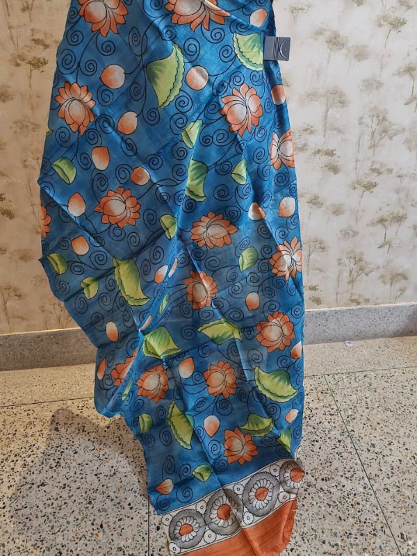 Kalamkari Hand Painted Tussar dupatta
