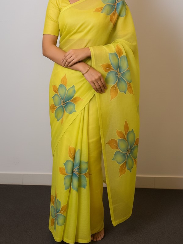 Pure Organza Hand Painted Saree