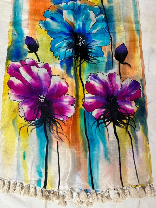 Pure silk hand painted stoles with tessels