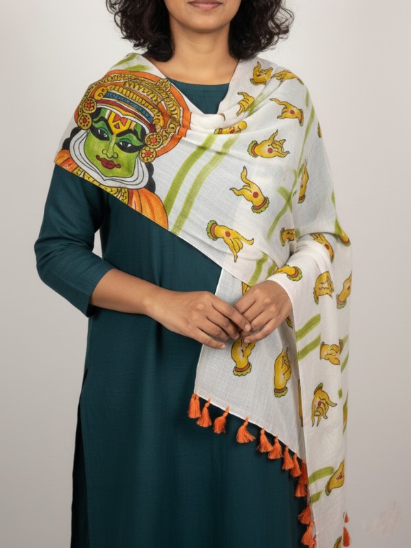 Pure silk hand painted stoles with tessels