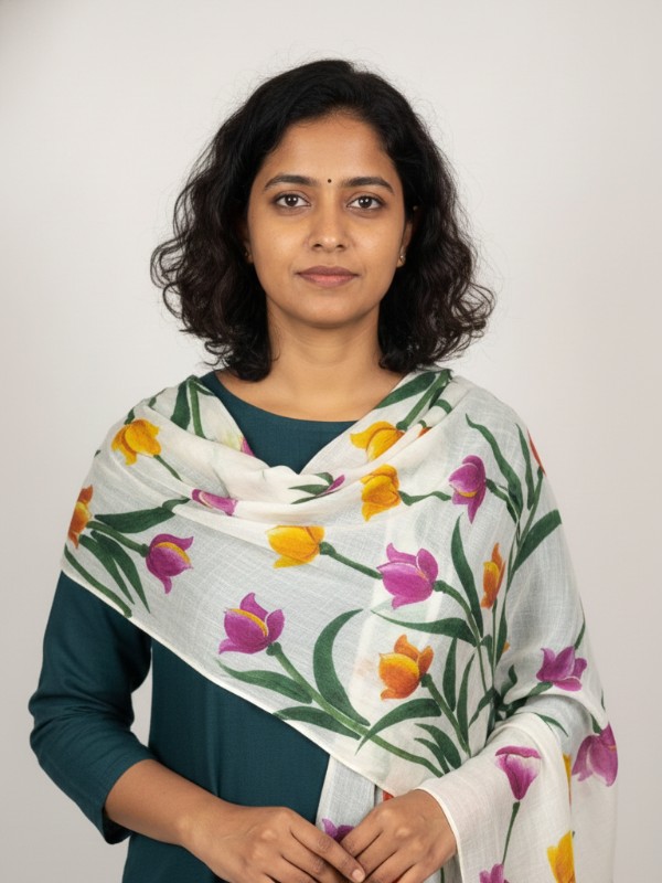 Pure silk hand painted stoles with tessels