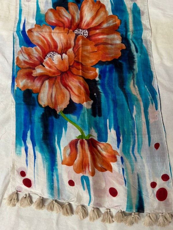 Pure silk hand painted stoles with tessels