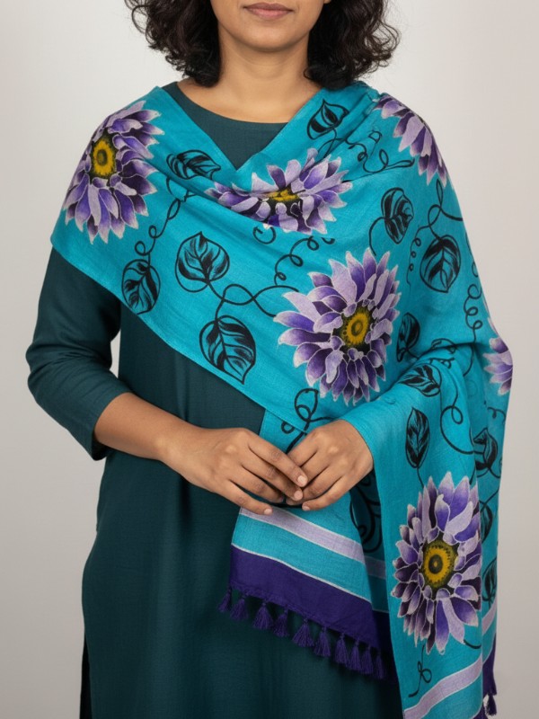Pure silk hand painted stoles with tessels