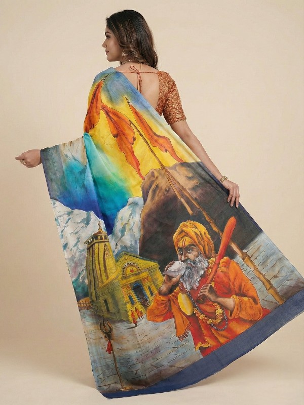 Pure Bishnupuri hand Painted Silk Saree