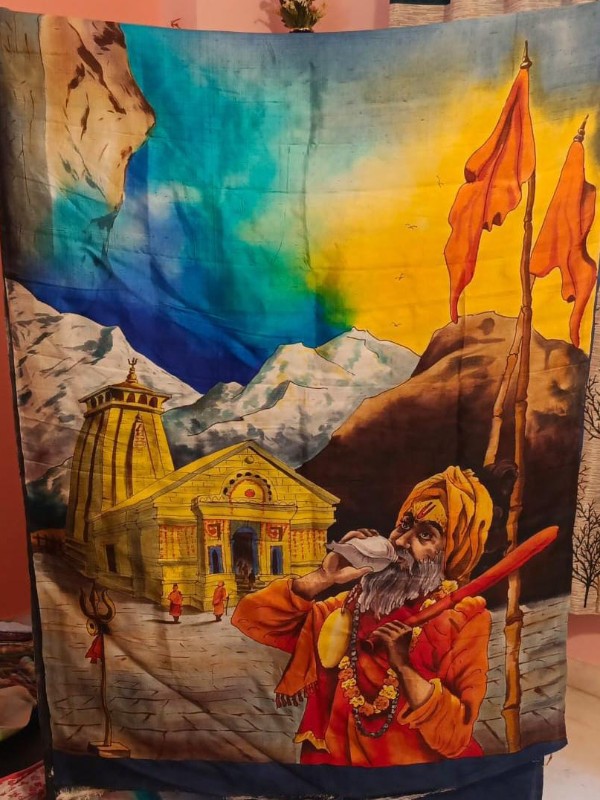 Pure Bishnupuri hand Painted Silk Saree