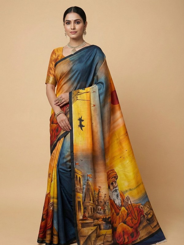 Pure Bishnupuri hand Painted Silk Saree
