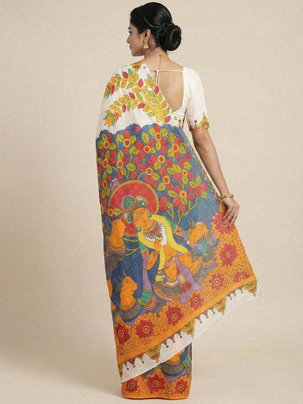 Pure Mul Cotton Hand Painted Saree